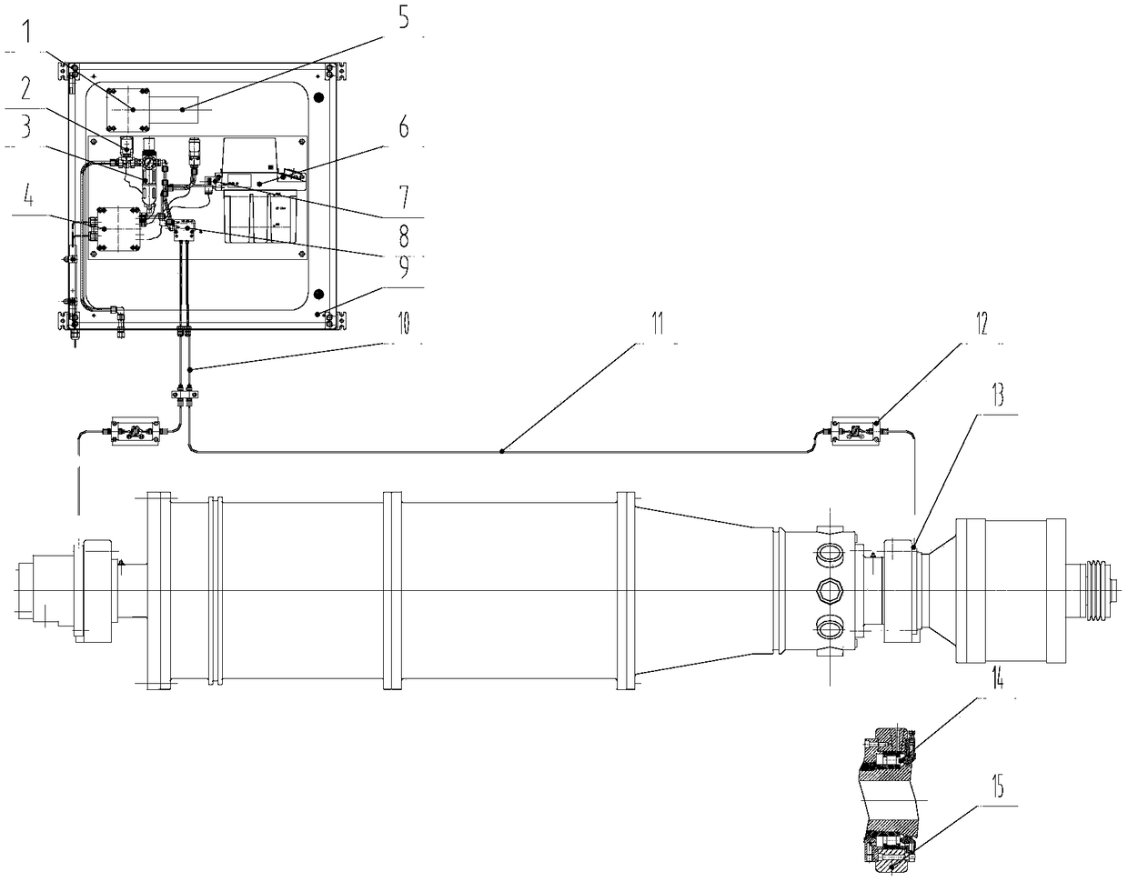 Trace air-oil lubrication system of horizontal decanter screw centrifuge