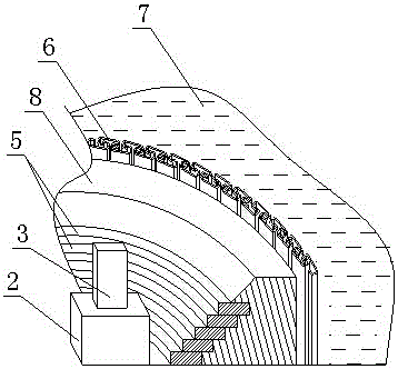 Foundation pit supporting structure for bridge main pier bearing platform on riverway abrupt slope bed rock and construction method of foundation pit supporting structure