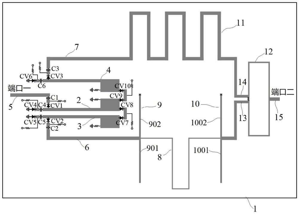 Reconfigurable filtering attenuator based on continuously adjustable center frequency