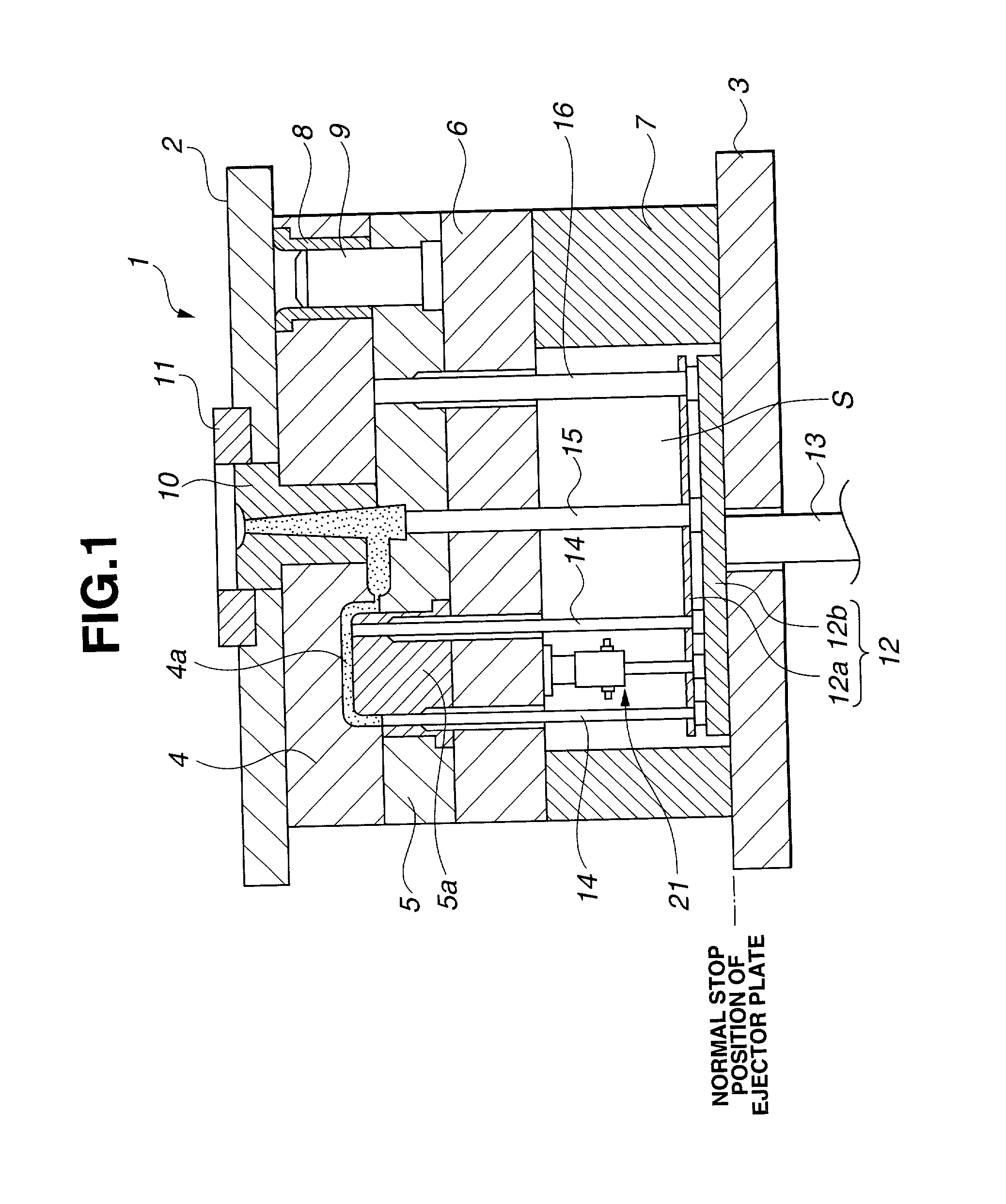 Device and method for detecting movement of ejector plate