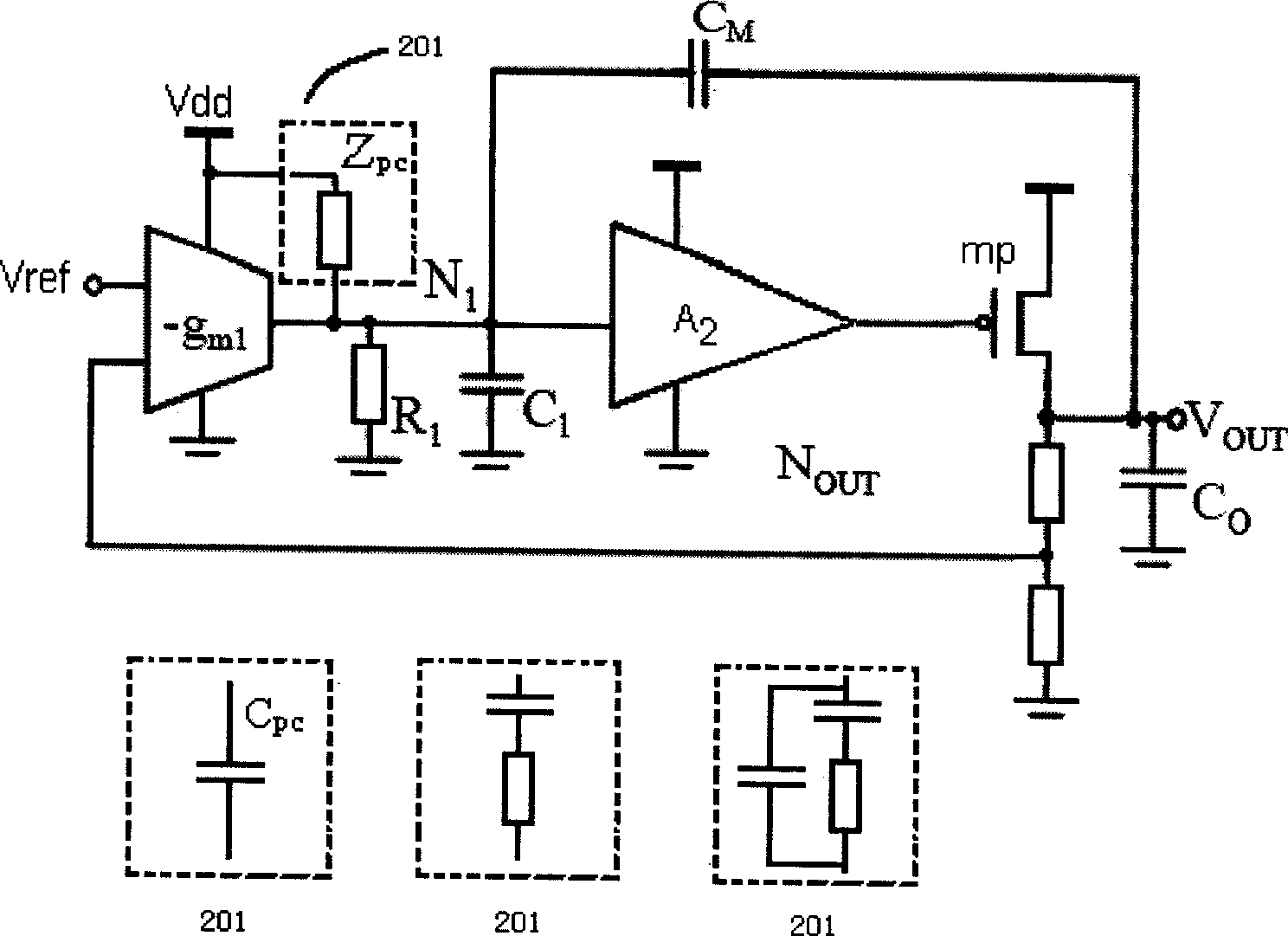 Low-pressure difference linear voltage stabilizer with high power supply rejection ratio