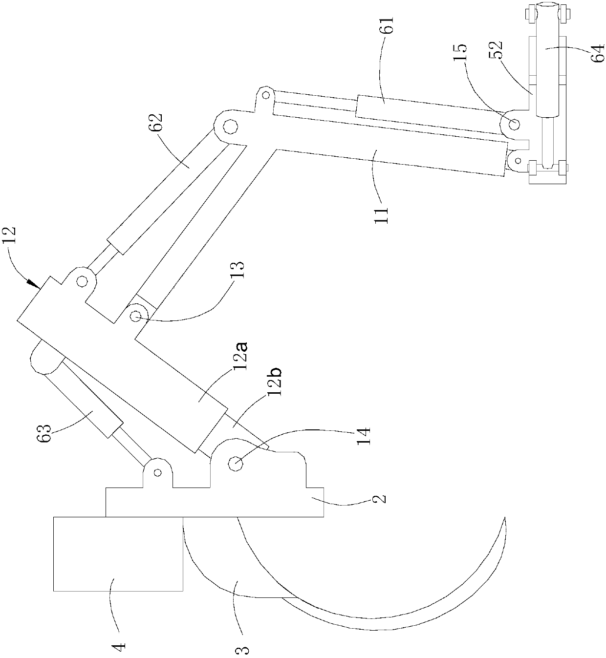 The multi-functional material-pushing mechanical arm device of the loader