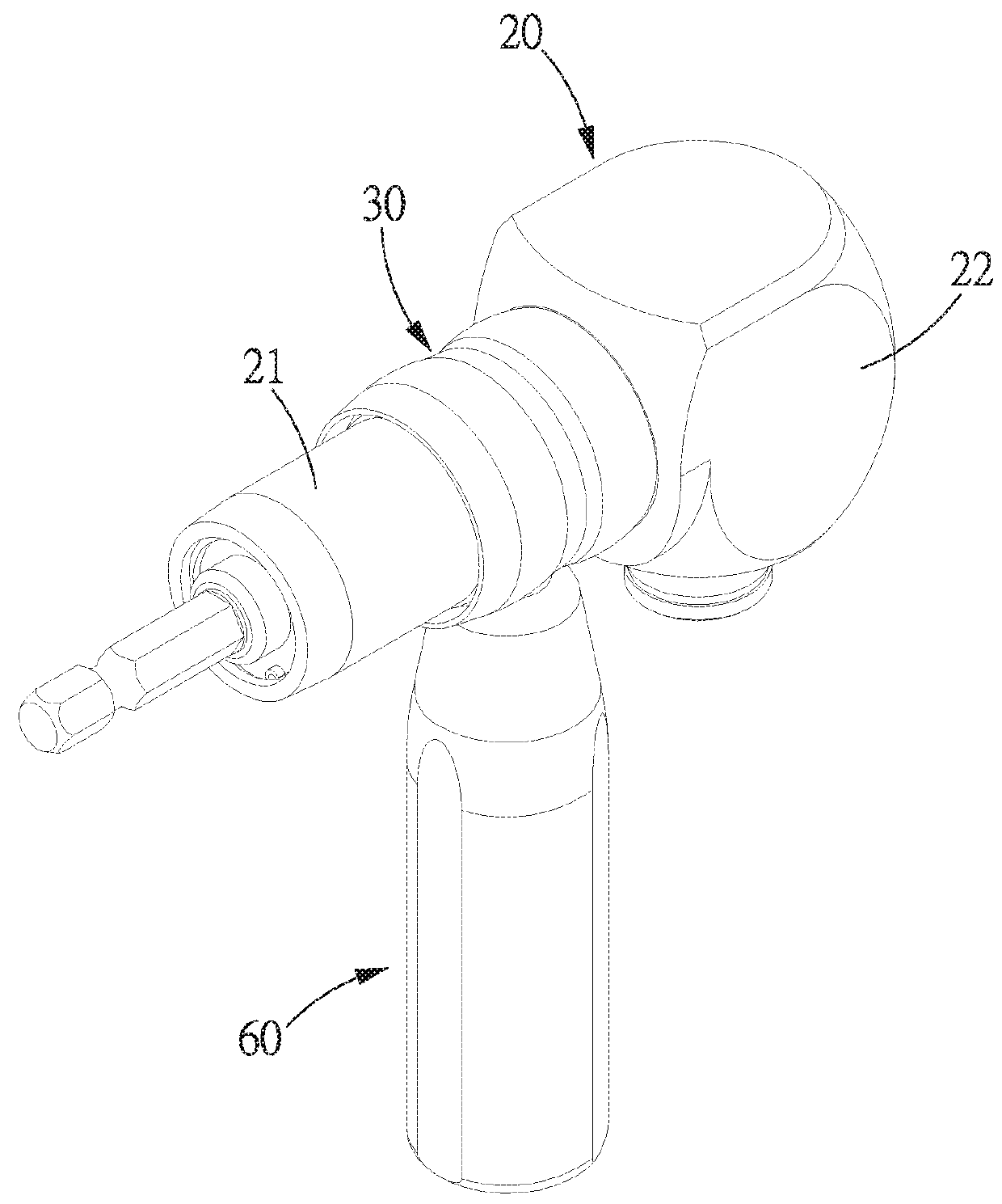 Right angle adapter with an auxiliary handle