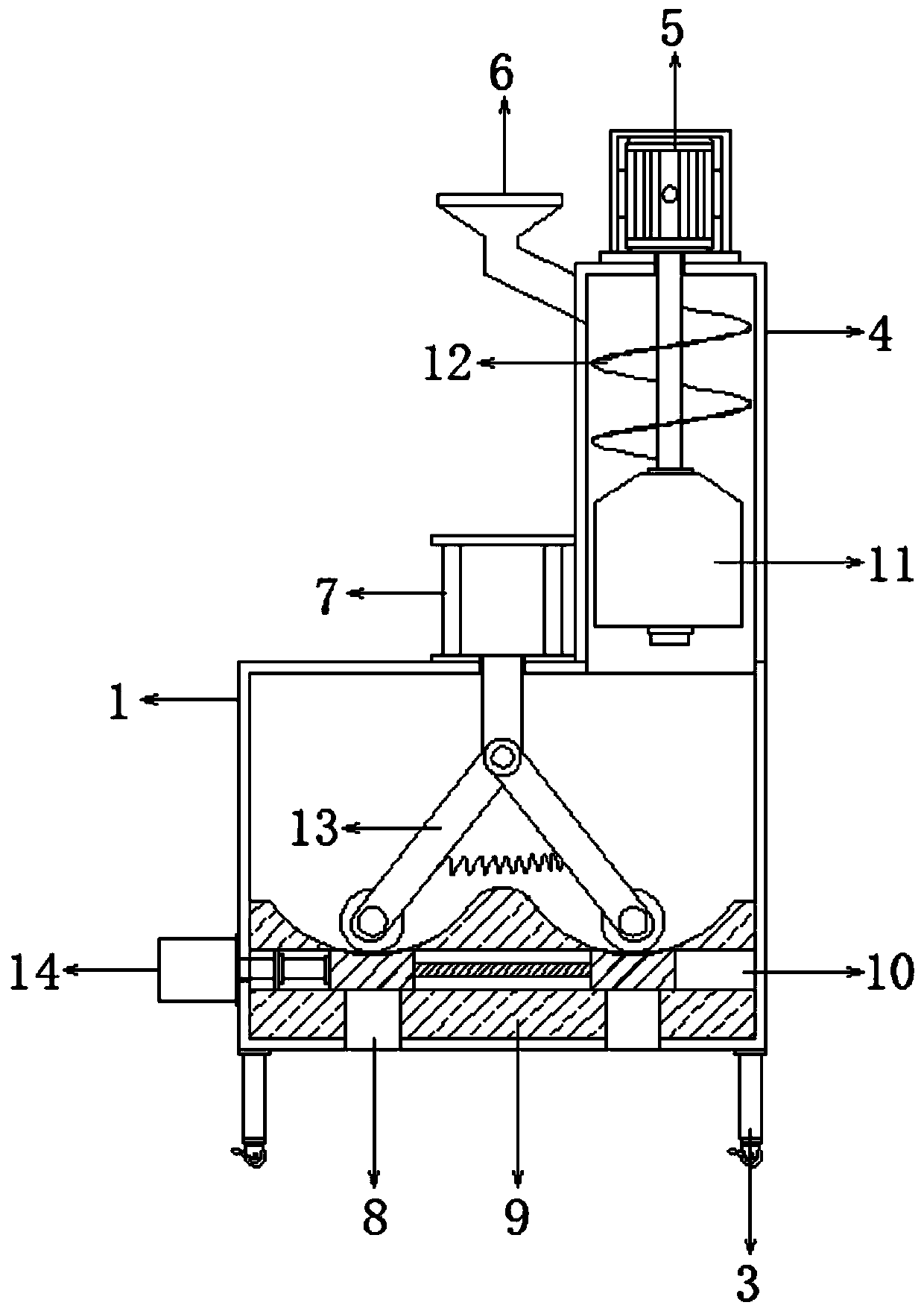 Raw material grinding device for chemical product research and development