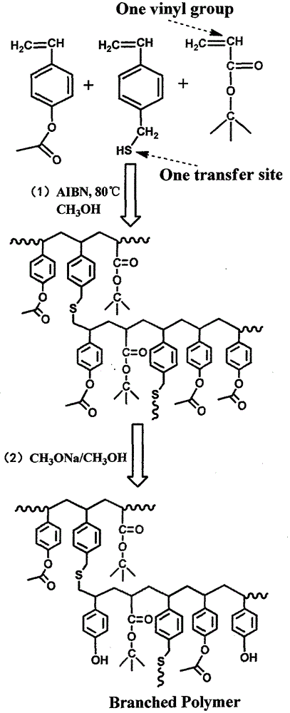 Branched poly (p-hydroxystyrene) copolymer used for 248nm photoresist