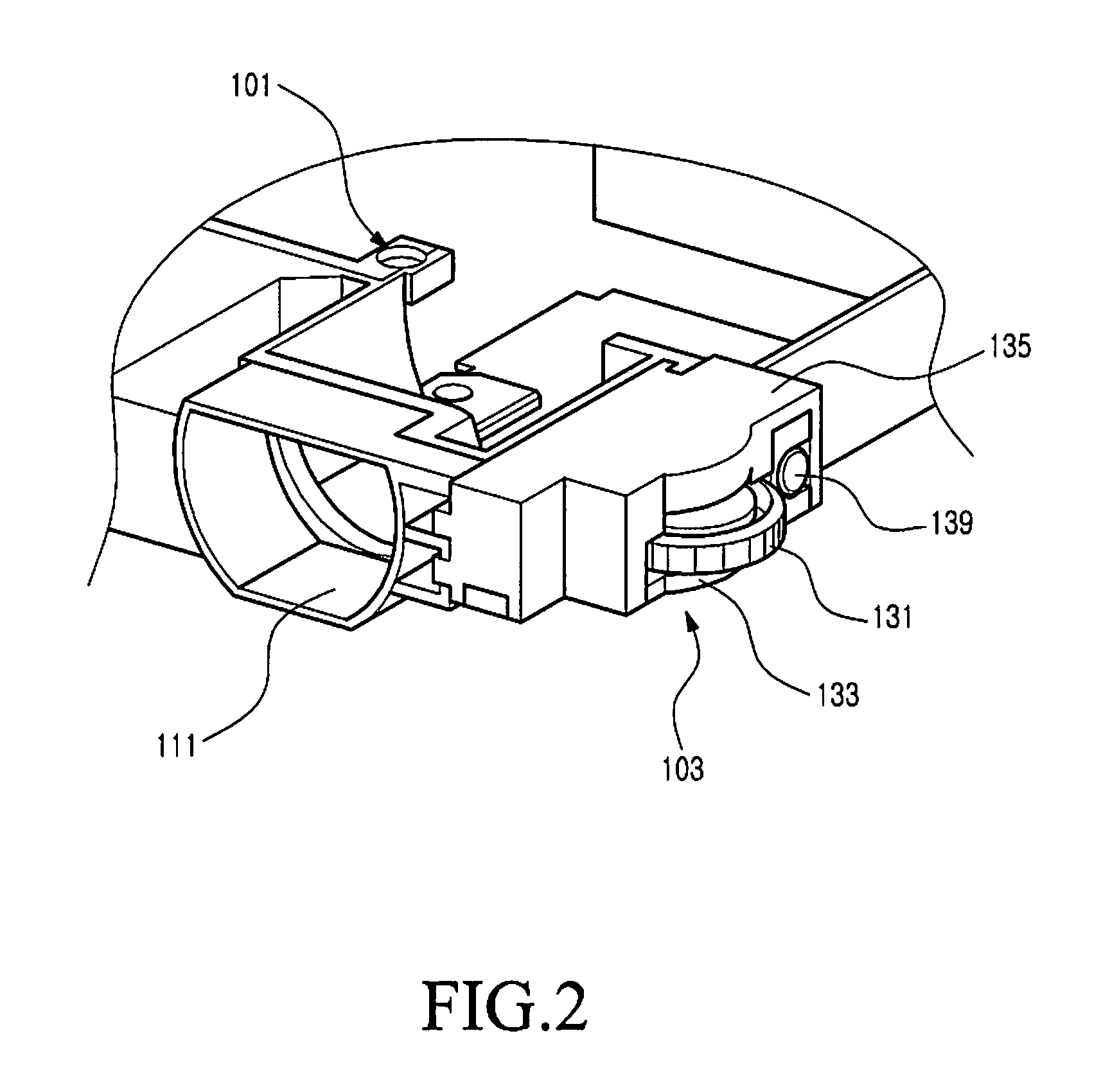 Focusing device for beam projector