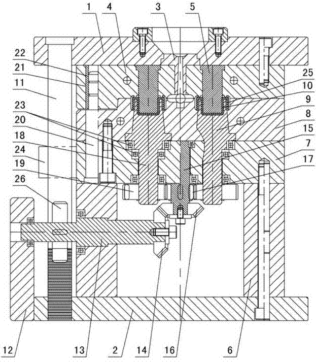 Injection-molding mould rotary-type-core de-molding mechanism