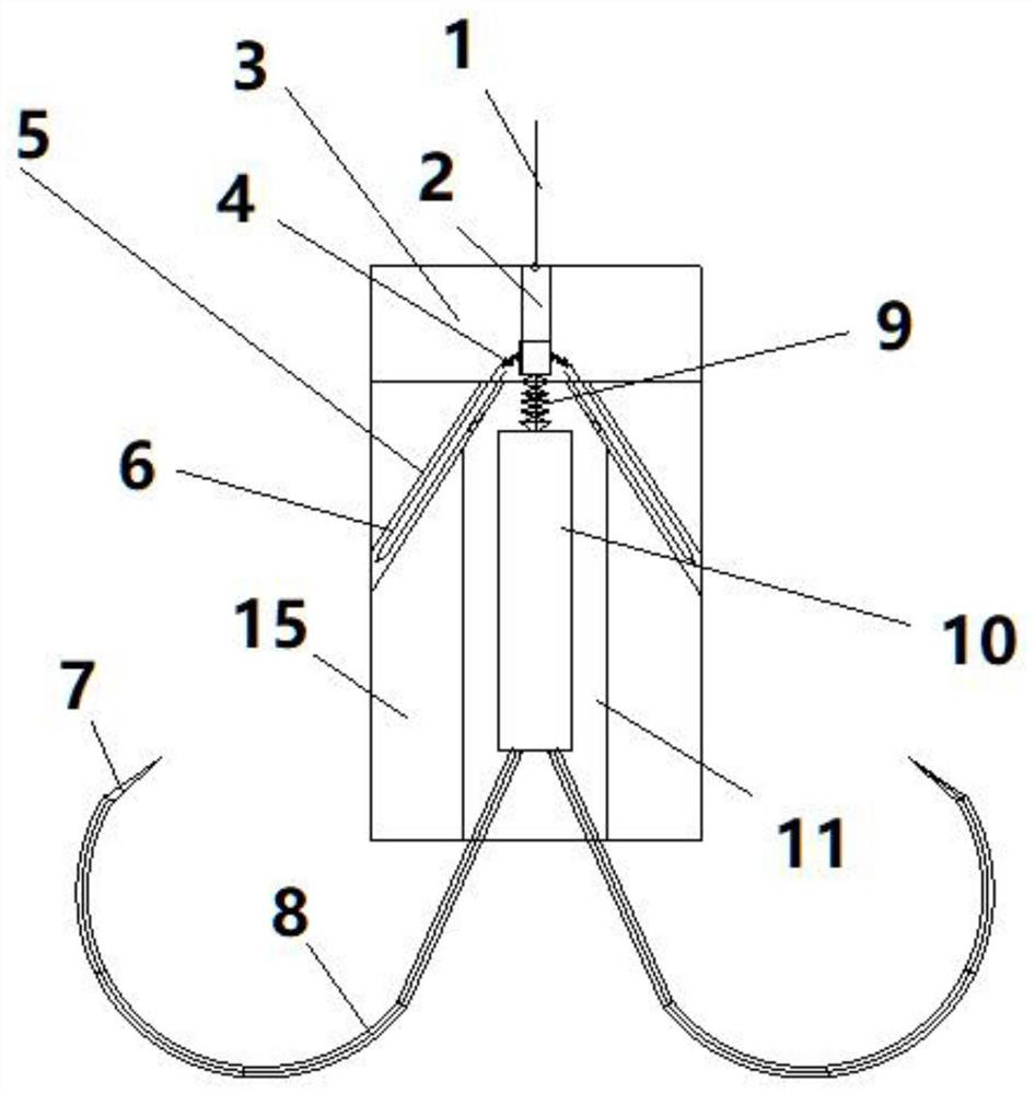 In the field of fishing gear, the method of locking the hook by its own weight and adjusting the penetrating power according to the weight of the fish