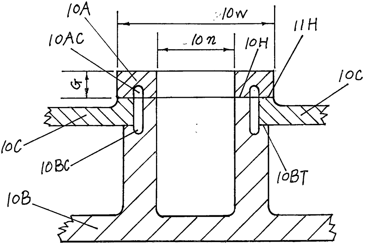 Spin friction welding structure assembly, internal combustion engine cylinder cover provided with structure assembly, cylinder cover and cylinder body alloying part and mechanical device