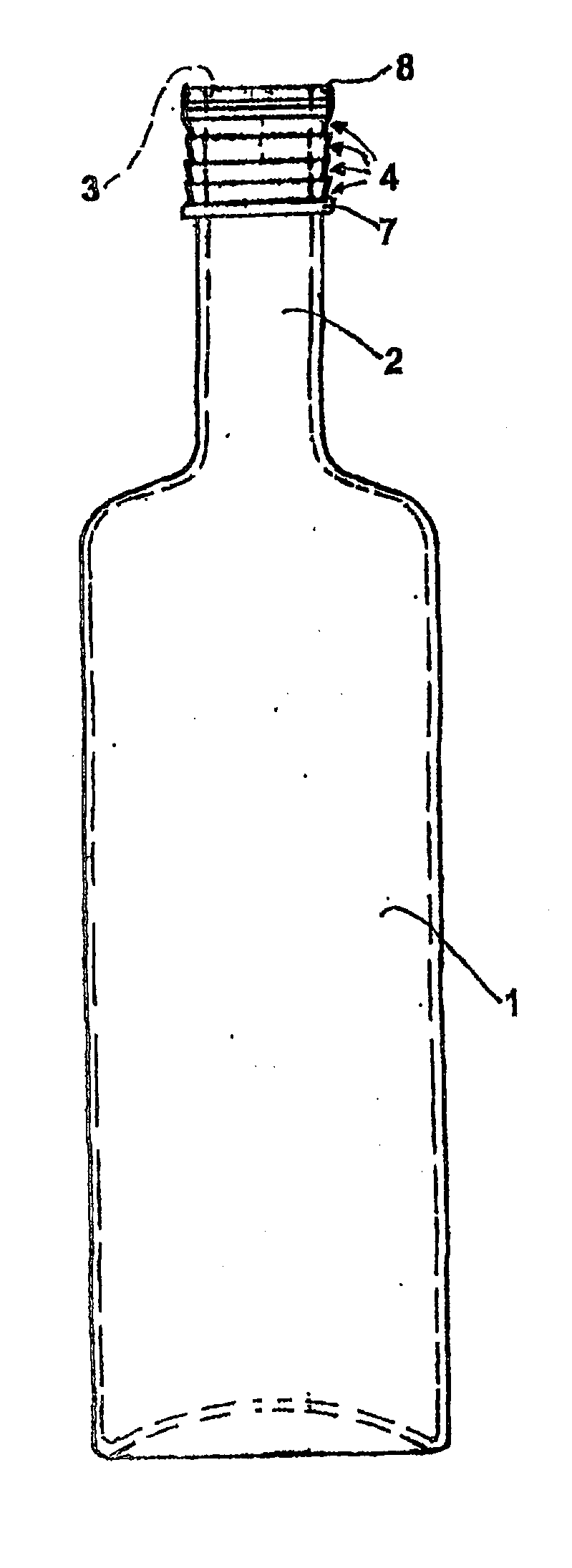 Glass bottle with an antidrip neck
