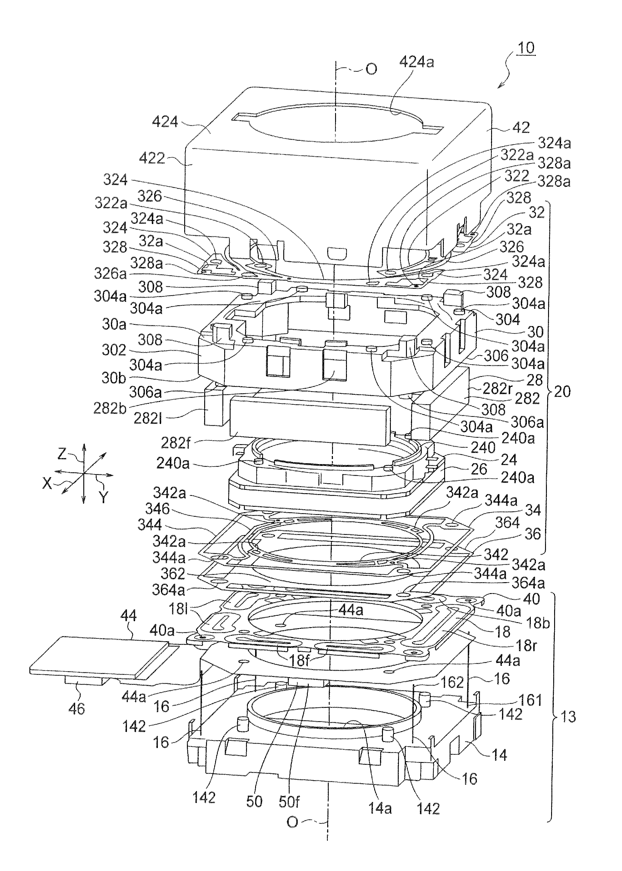 Lens holder driving device including fracture preventing member for suspension wires