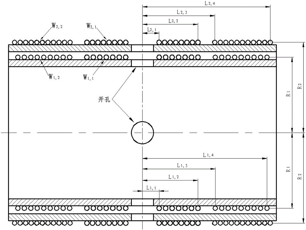 Non-moment solenoidal magnetic field coil with radial openings