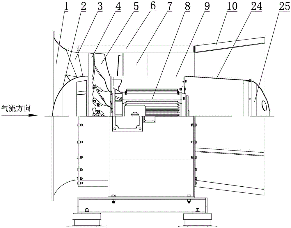Axial flow fan for nuclear power station containment continuous ventilation system