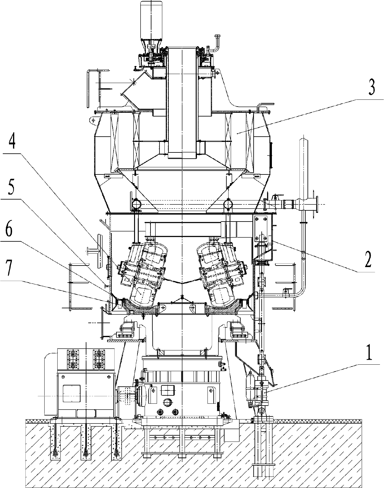 Medium-speed vertical mill for milling petroleum coke