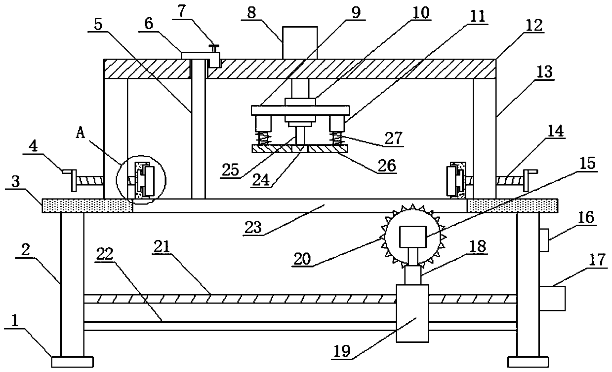 Equal-distance drilling and cutting device for wood processing