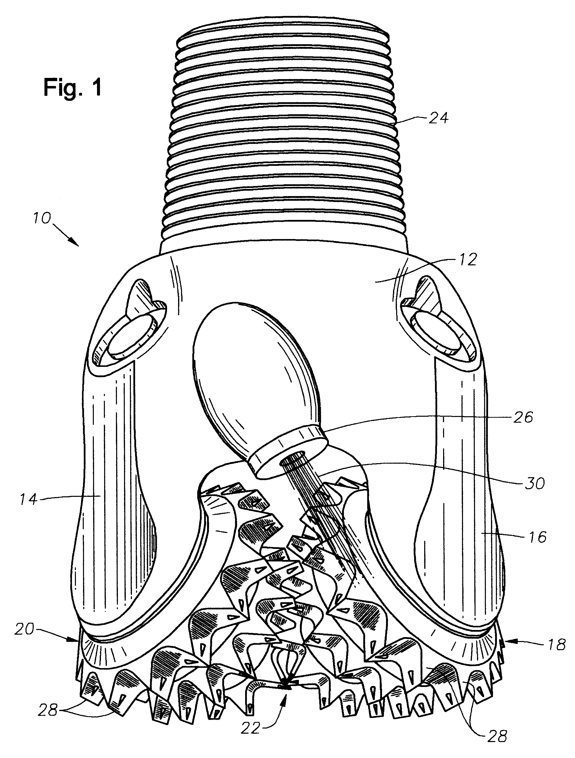 Tooth type drill bit with secondary cutting elements and stress reducing tooth geometry
