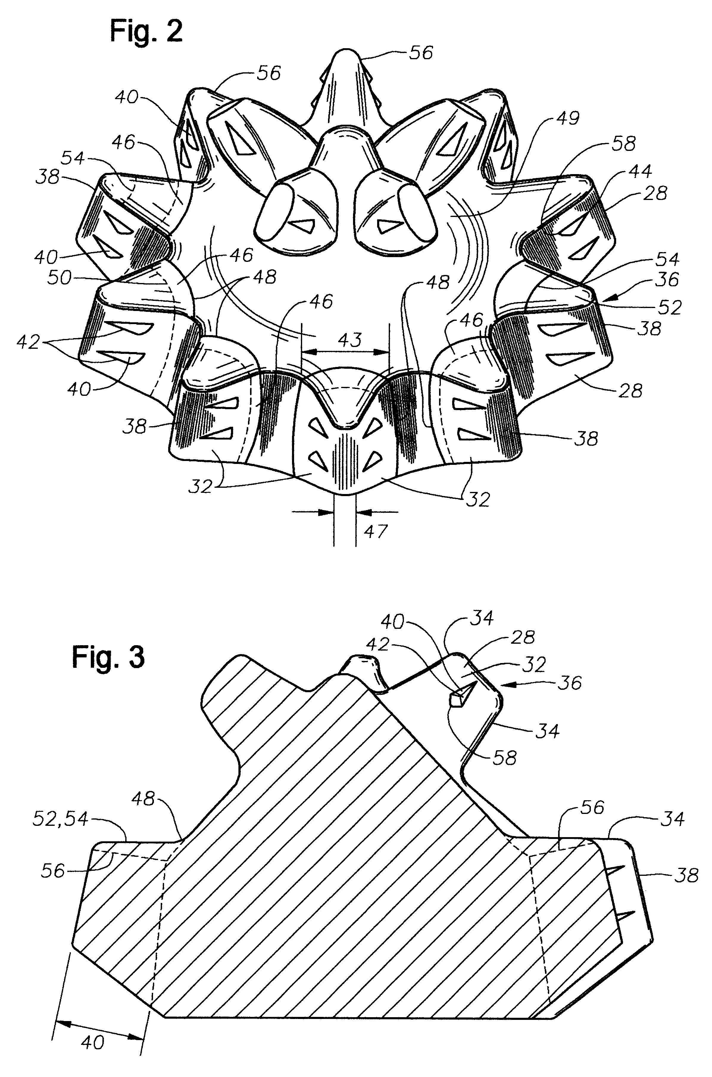 Tooth type drill bit with secondary cutting elements and stress reducing tooth geometry