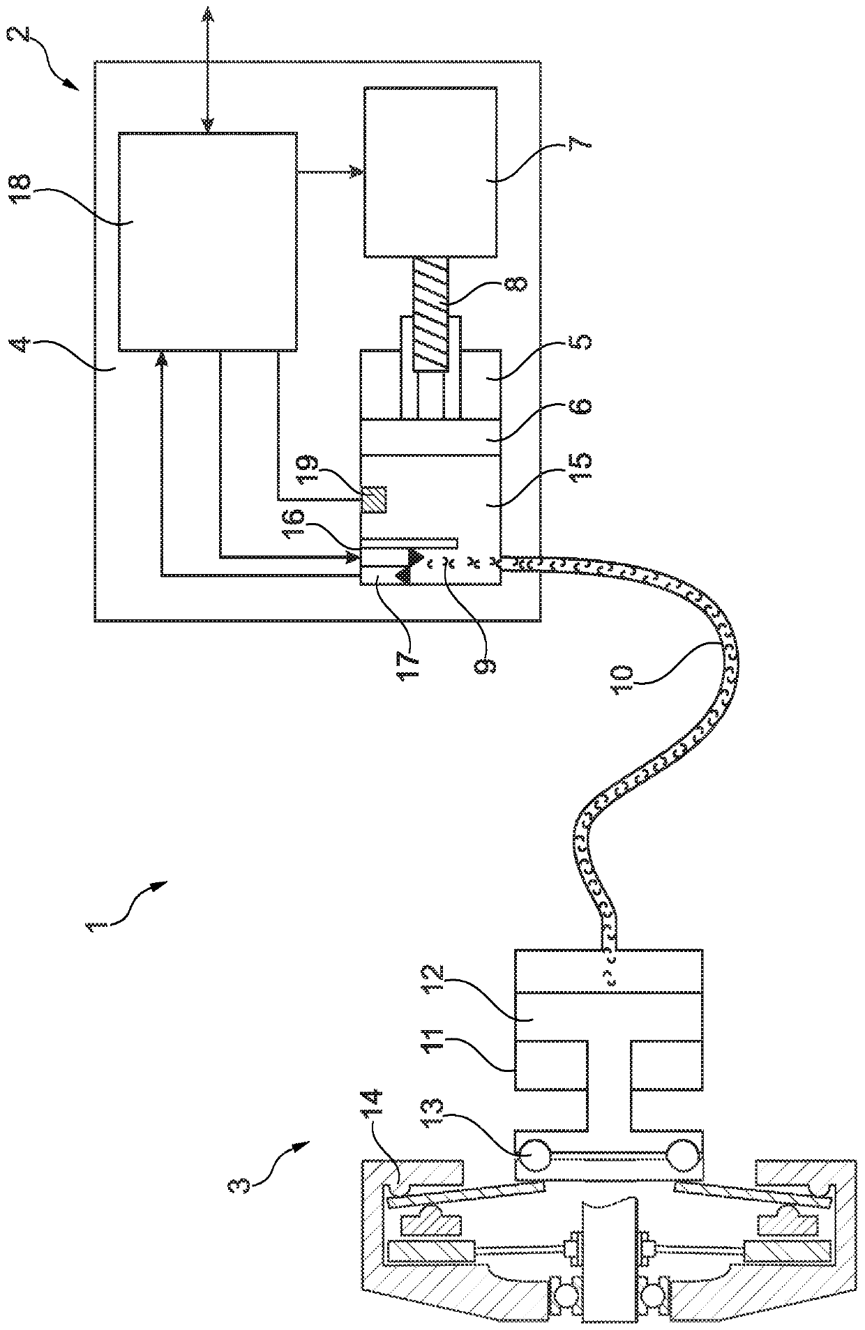 Method and device for determining the travel of a clutch or a gear actuator in a hydraulic clutch actuation system or a hydraulic gear actuation system