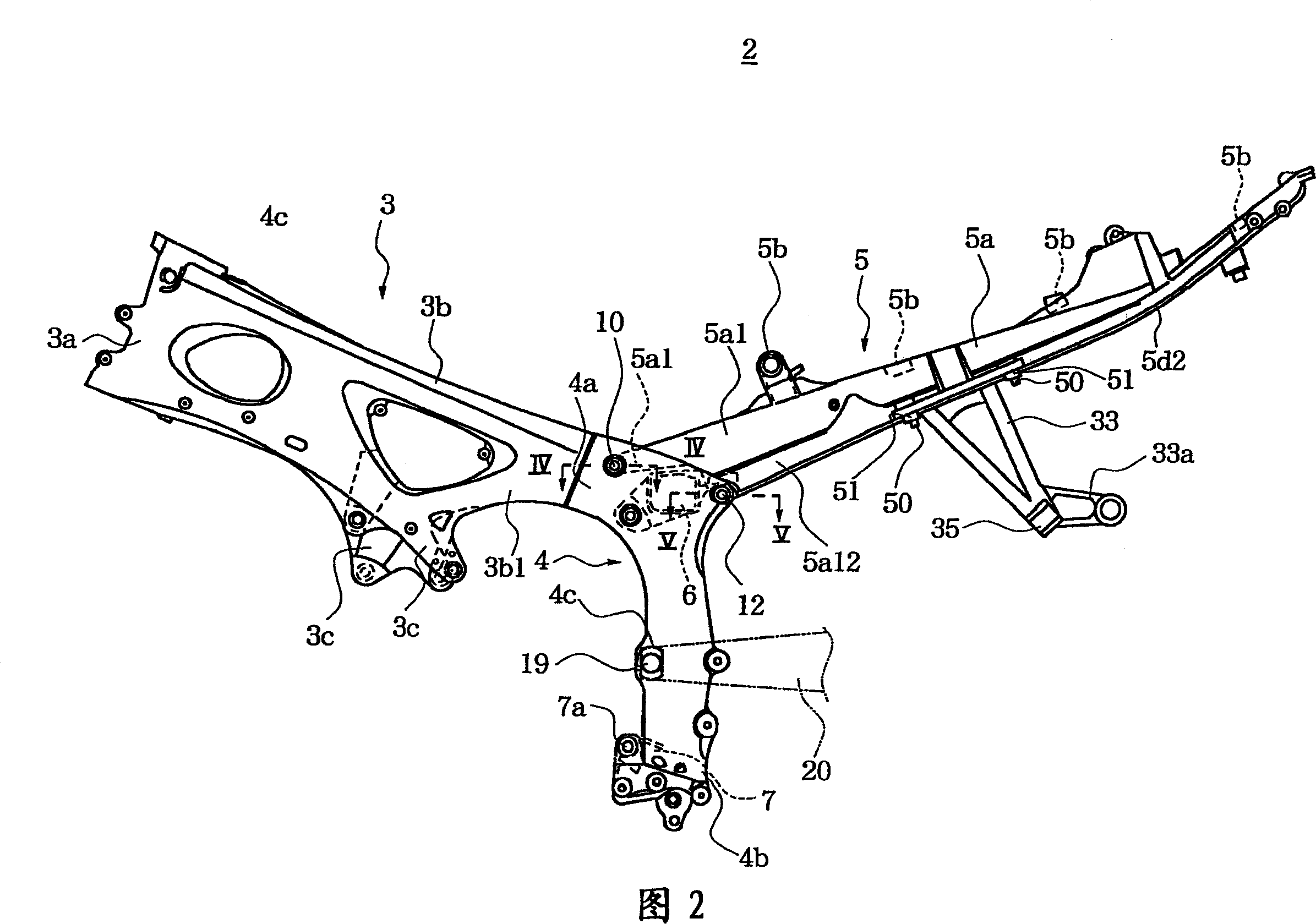 Rear frame for two-wheeled motor vehicle and method of casting the same