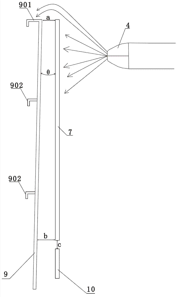 Anti-oil-gathering device for upper plate edge and lower plate edge during electrostatic spraying