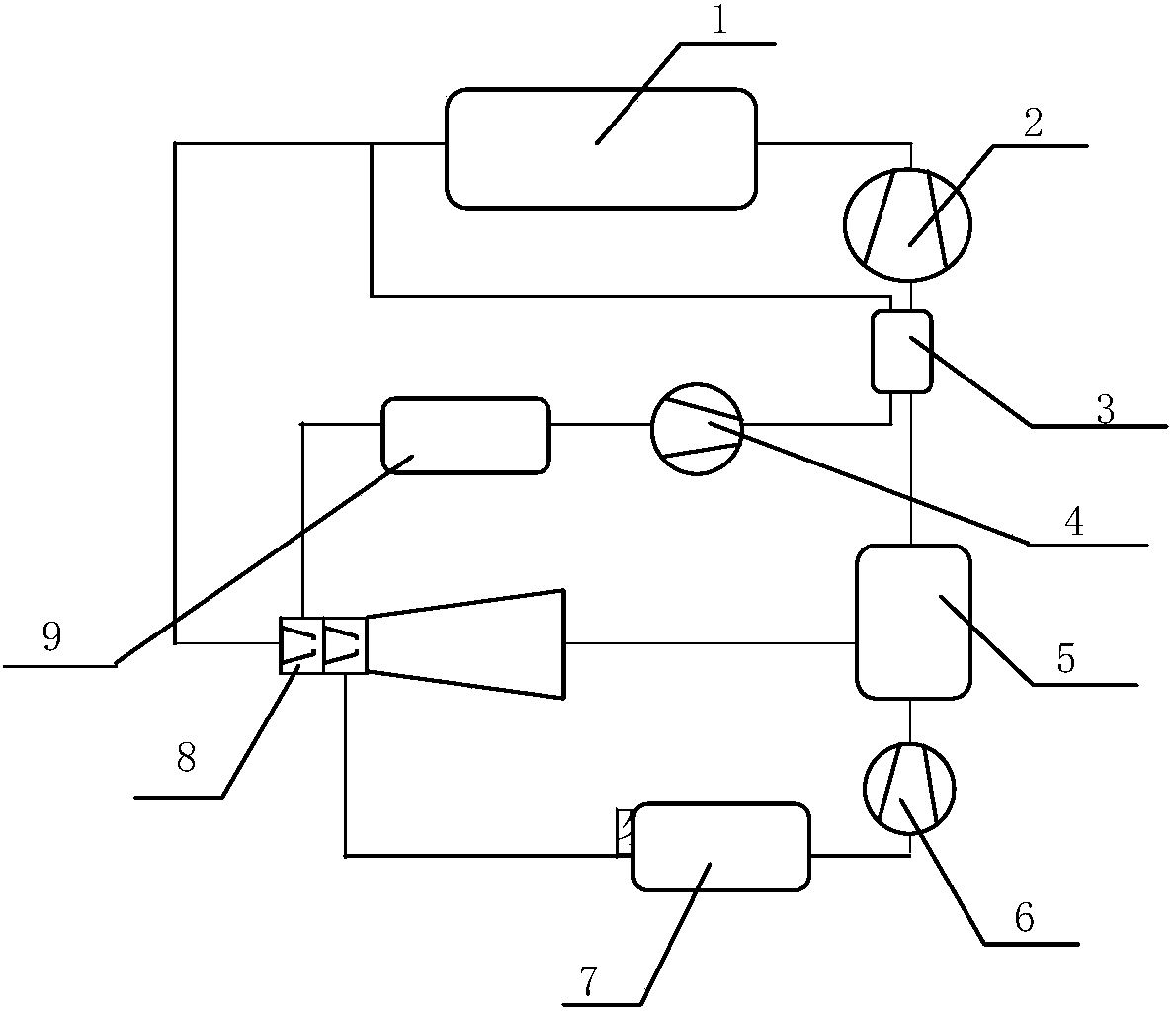 Two-stage ejection one-machine-and-two-temperature refrigeration system for expansion work recovery