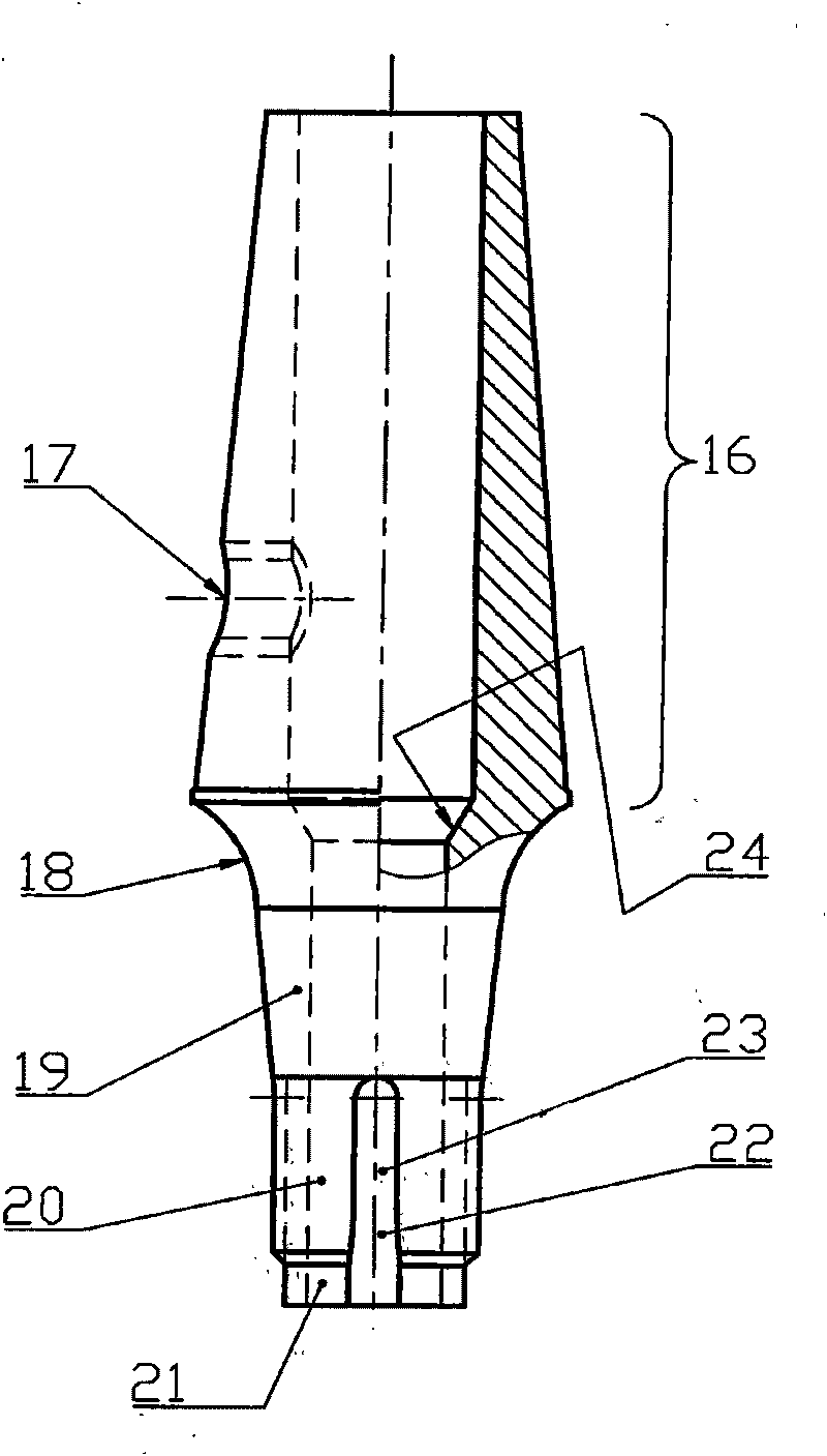 Oral implant with conical surface and rectangular key structure