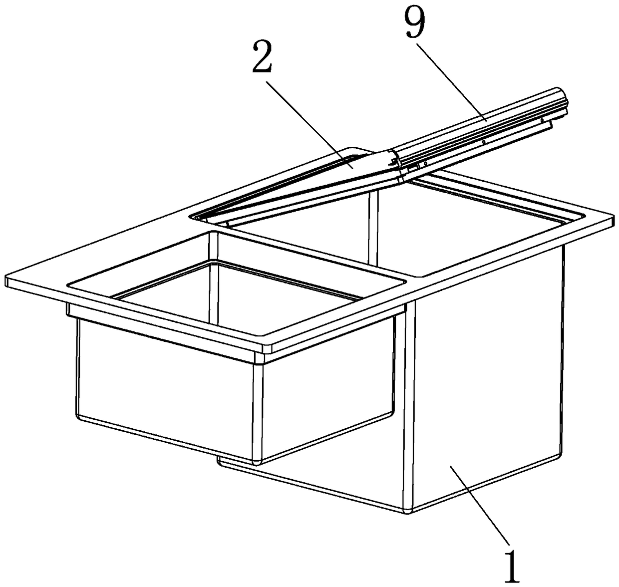 Water trough type dish-washing machine with cover plate having damping function