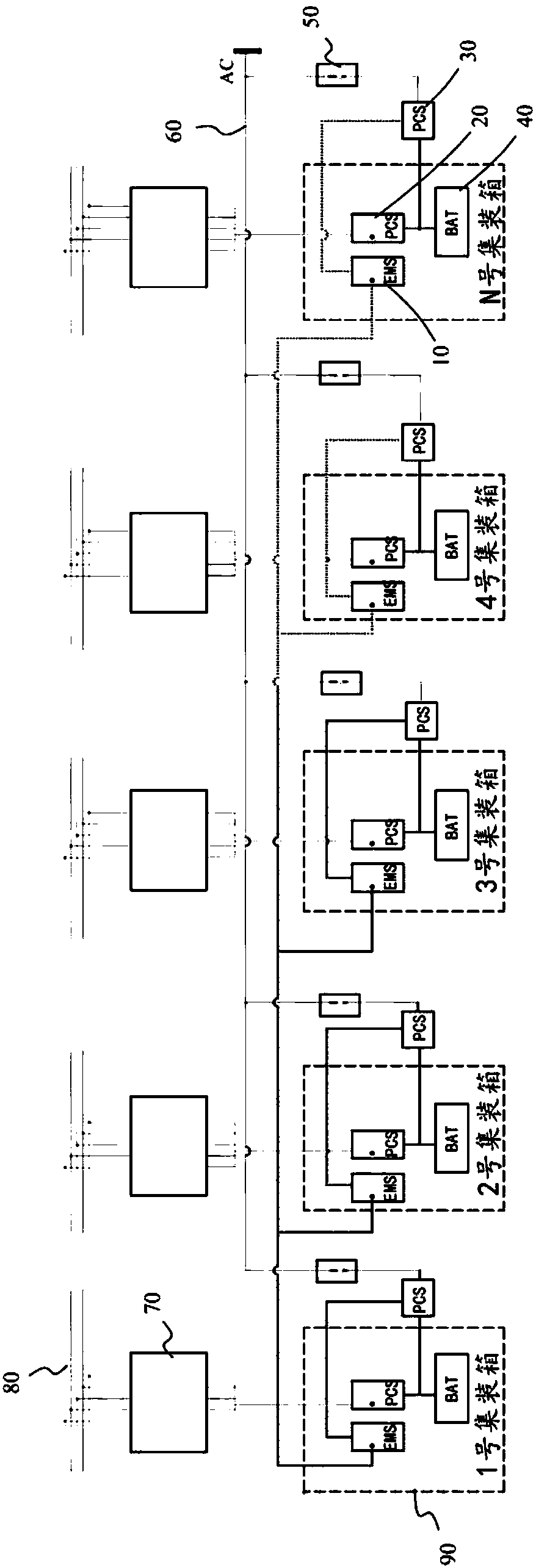 Container energy storage joint operation system and method
