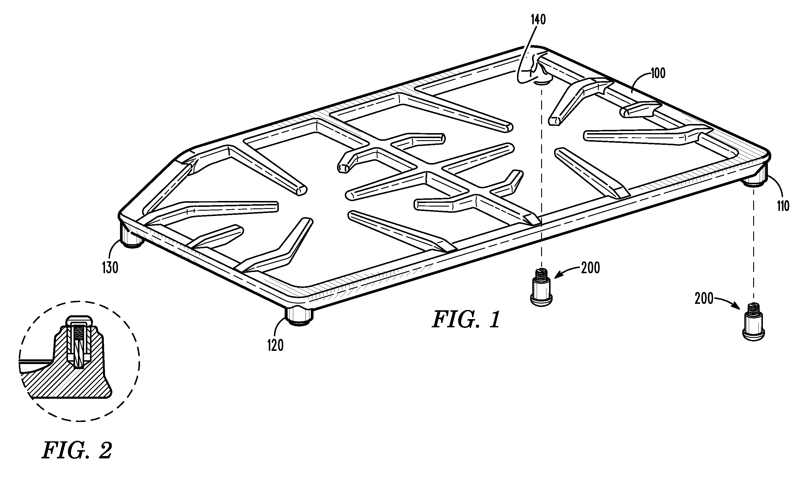 Adjustable grate foot for home appliance