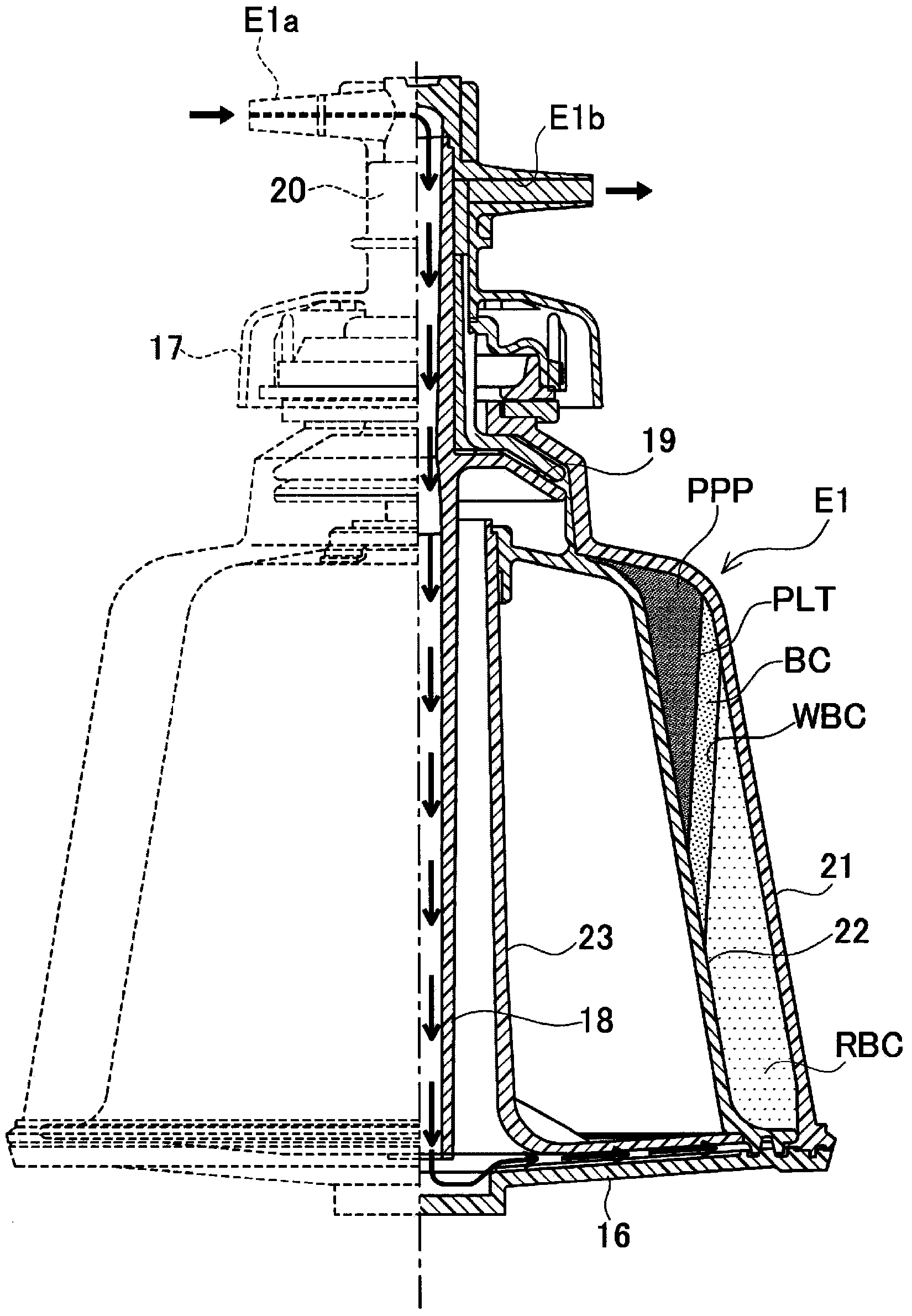 Blood component separation device