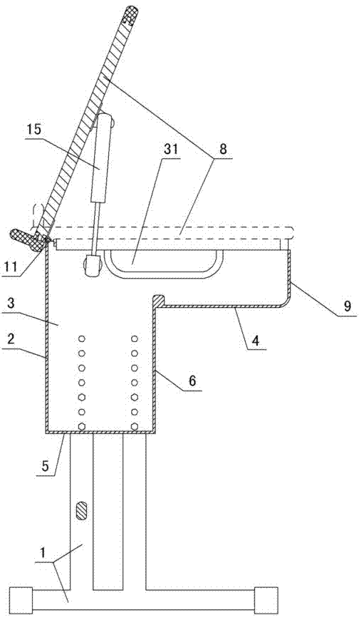 Device for preventing buffer support structure of student rollover desktop board from pinching hands
