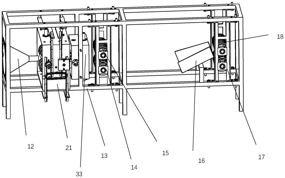 Long and thin tree trunk aligning and bark peeling device