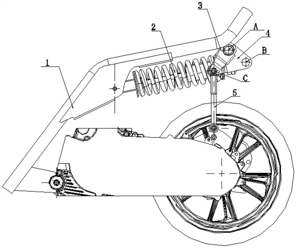 Rear damping structure of large-displacement pedal motorcycle