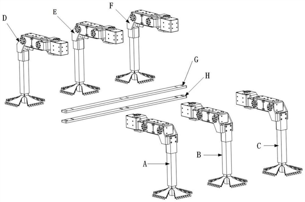 Robot feet and legs combined with dry adhesion and hooks, and robot and motion method