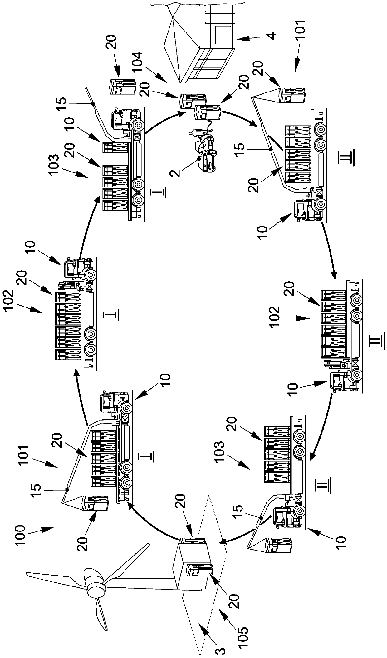 Method for using charging unit, vehicle, charging unit and transport system