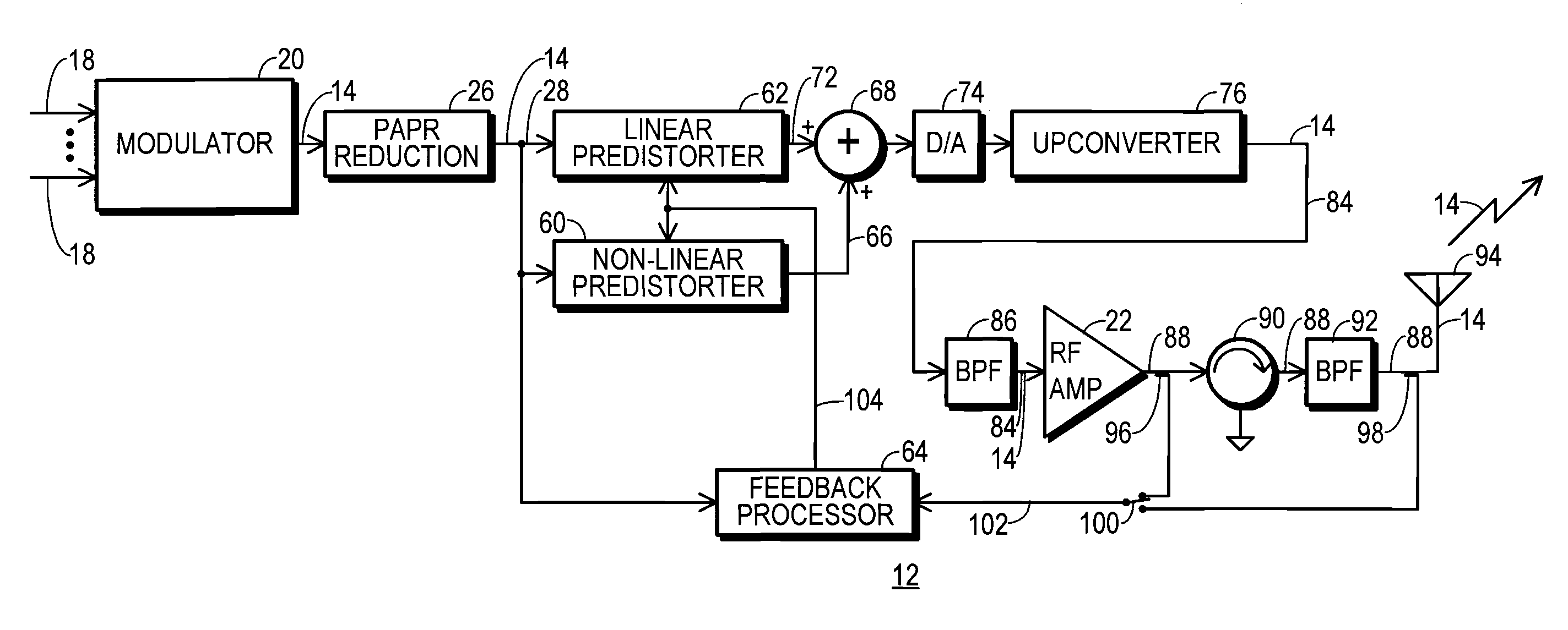 Transmitting unit that reduces PAPR using out-of-band distortion and method therefor
