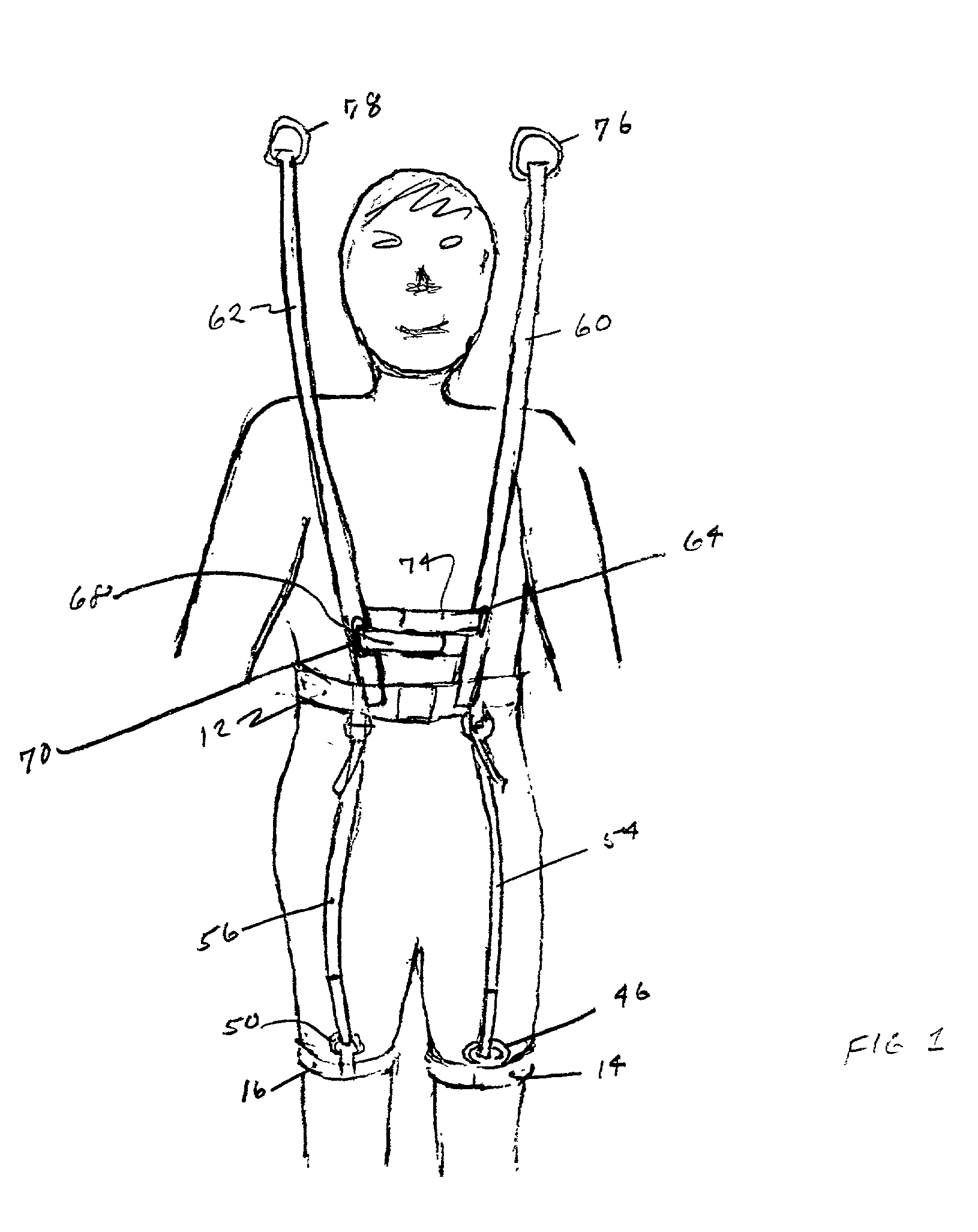 Exercise harness for use with unweighting apparatus