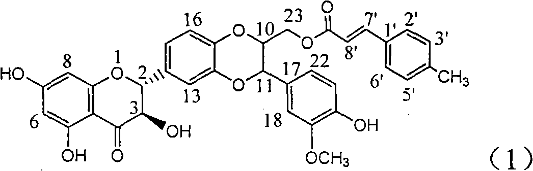 Application of cinnamoyl silybin in preparing medicaments for treating viral hepatitis B