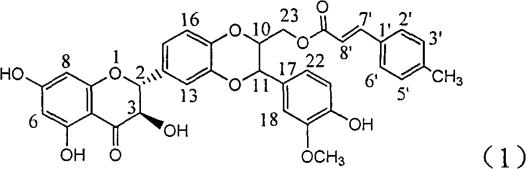 Application of cinnamoyl silybin in preparing medicaments for treating viral hepatitis B