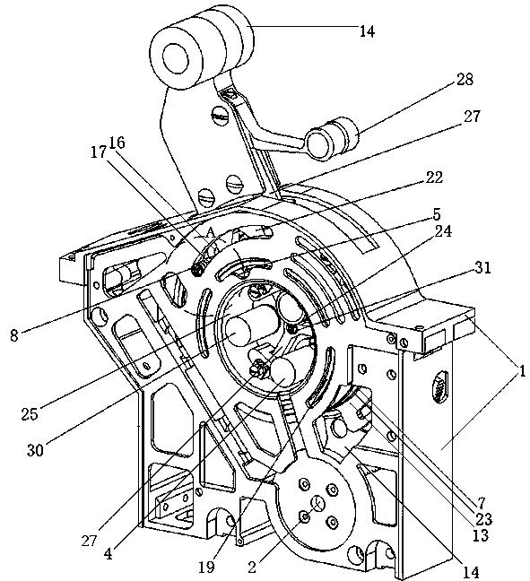 Interlocking transmission mechanism of forward and reverse push rods of accelerator table