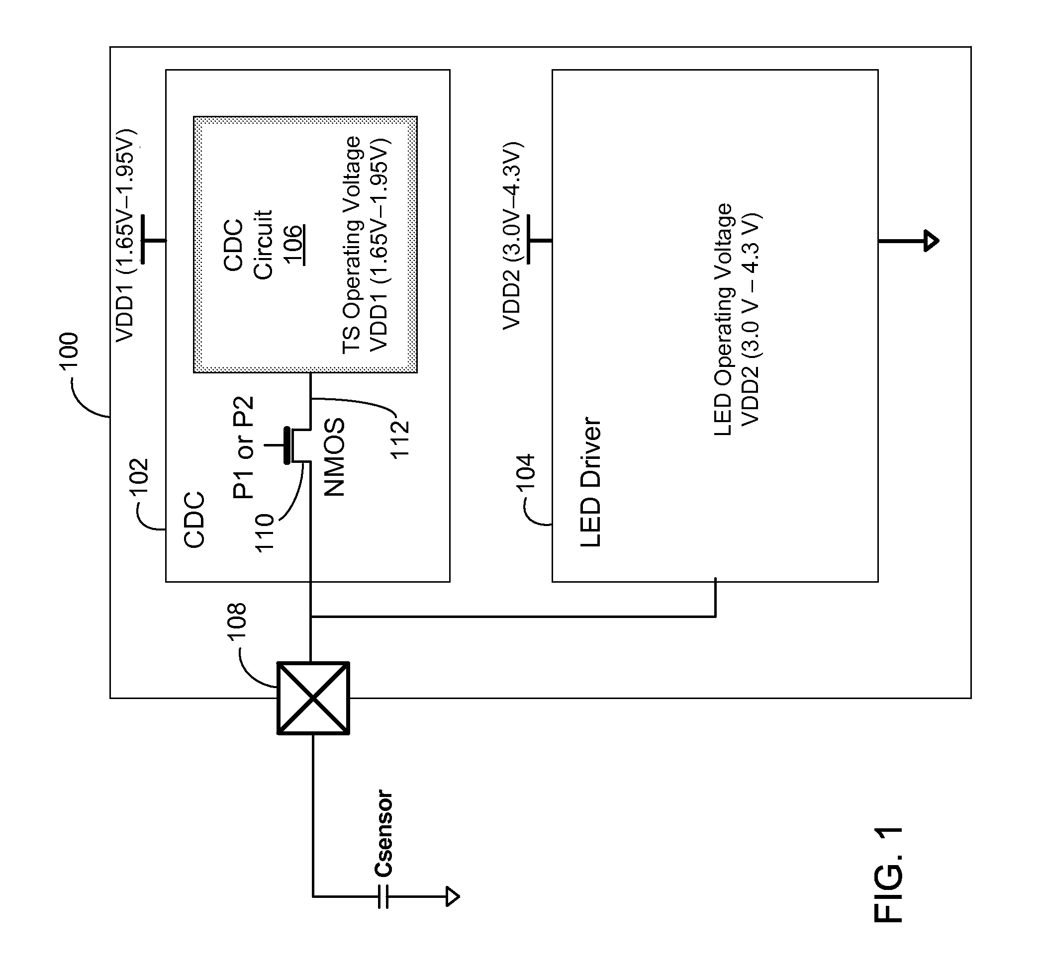 Combined touch sensor and LED driver with n-type mosfet protecting touch sensor