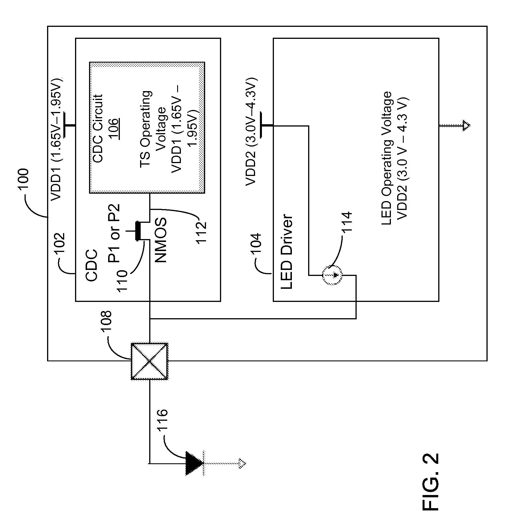 Combined touch sensor and LED driver with n-type mosfet protecting touch sensor