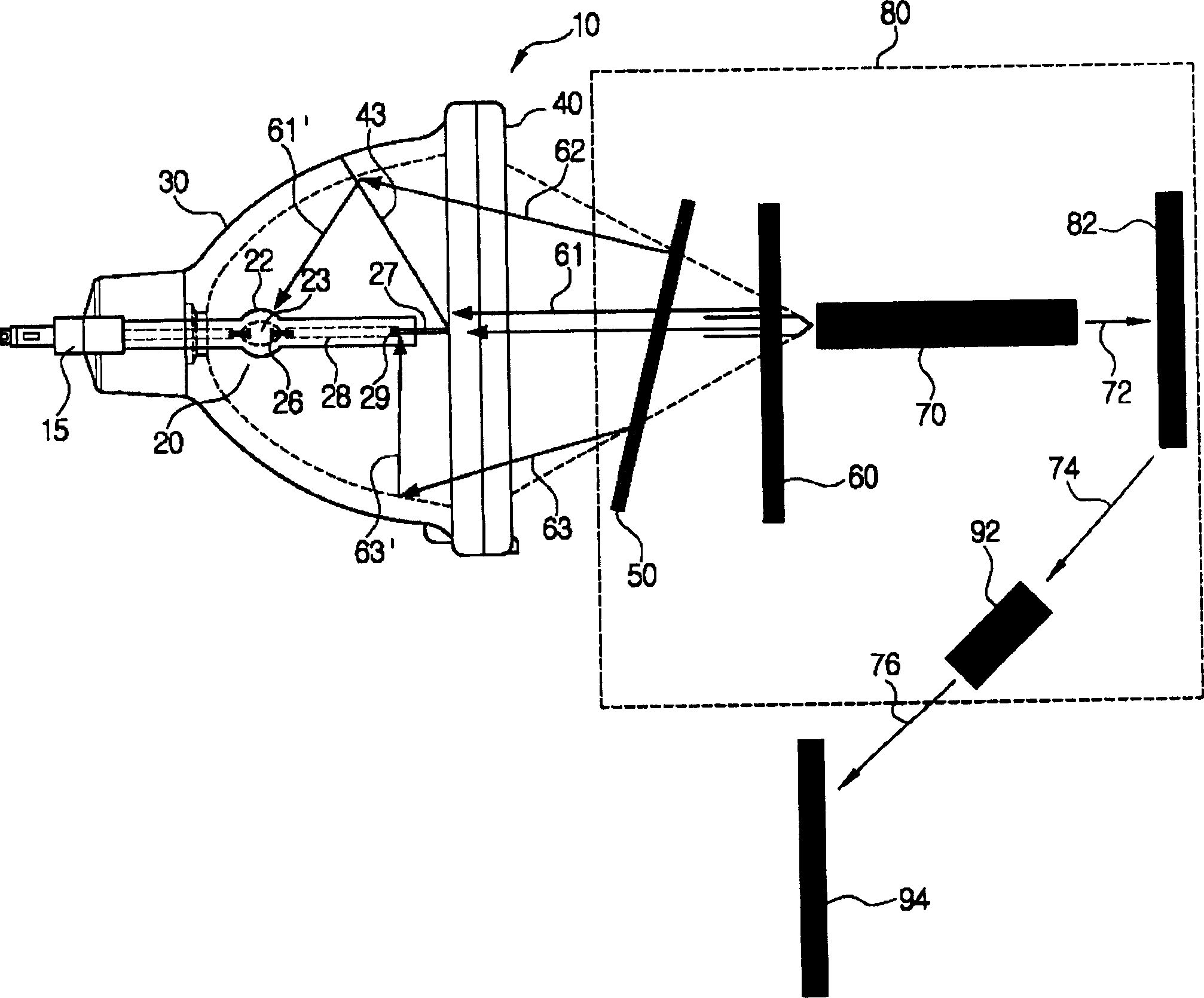 Lamp unit and display device of projector system