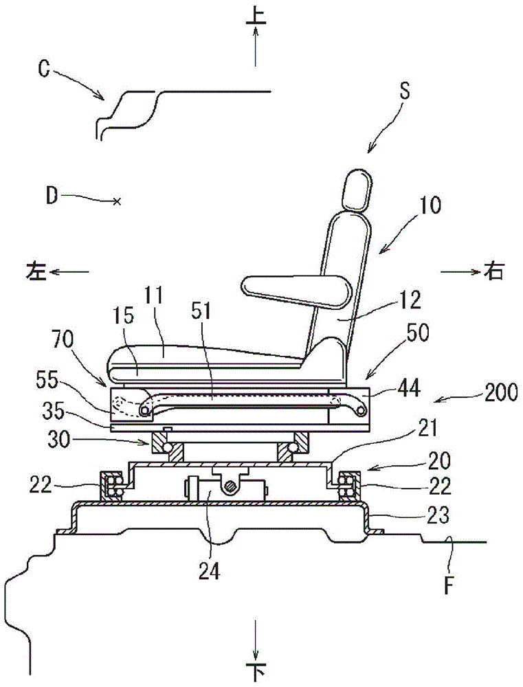 Seat device for vehicle