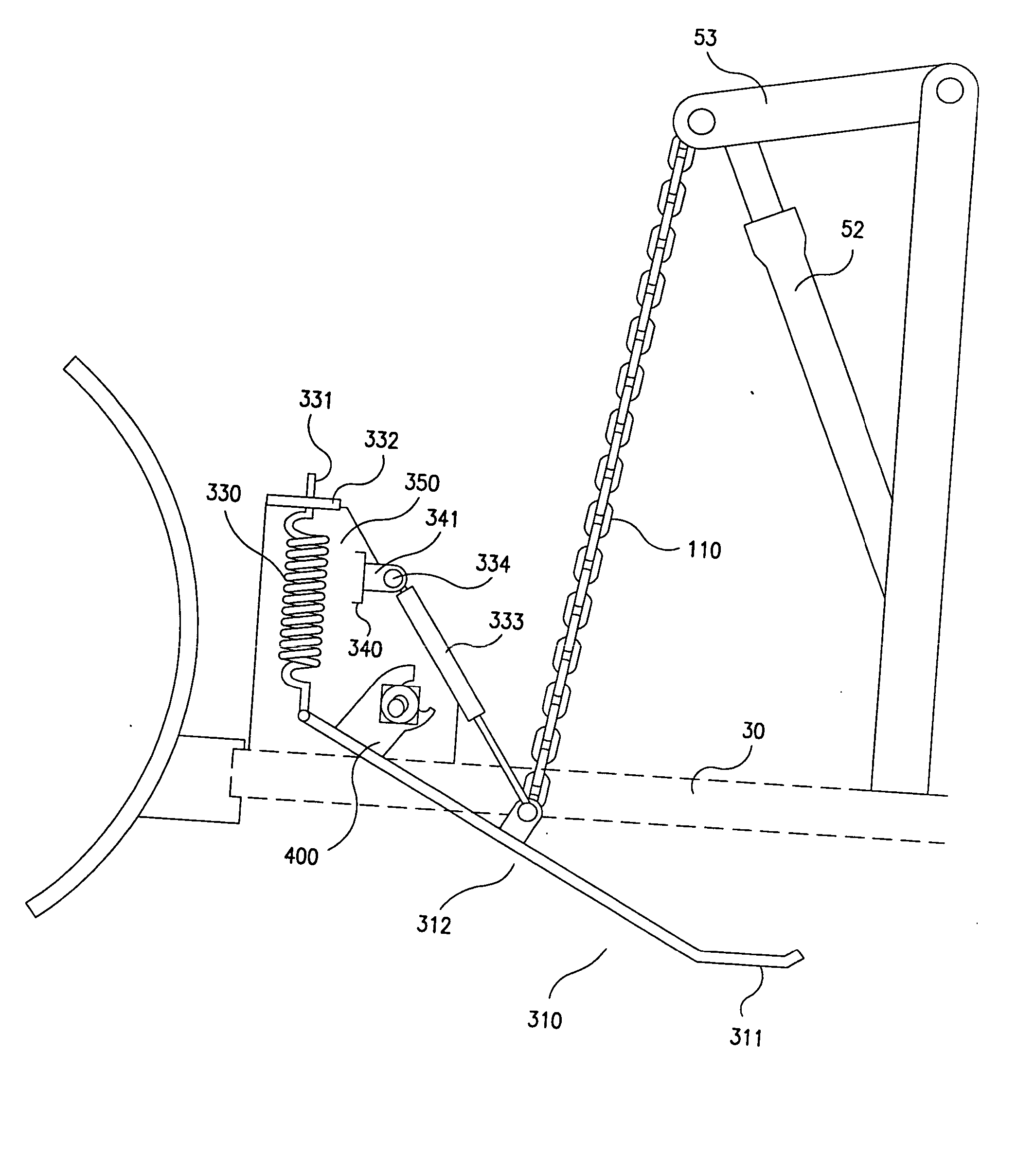 Jack for a working implement and method