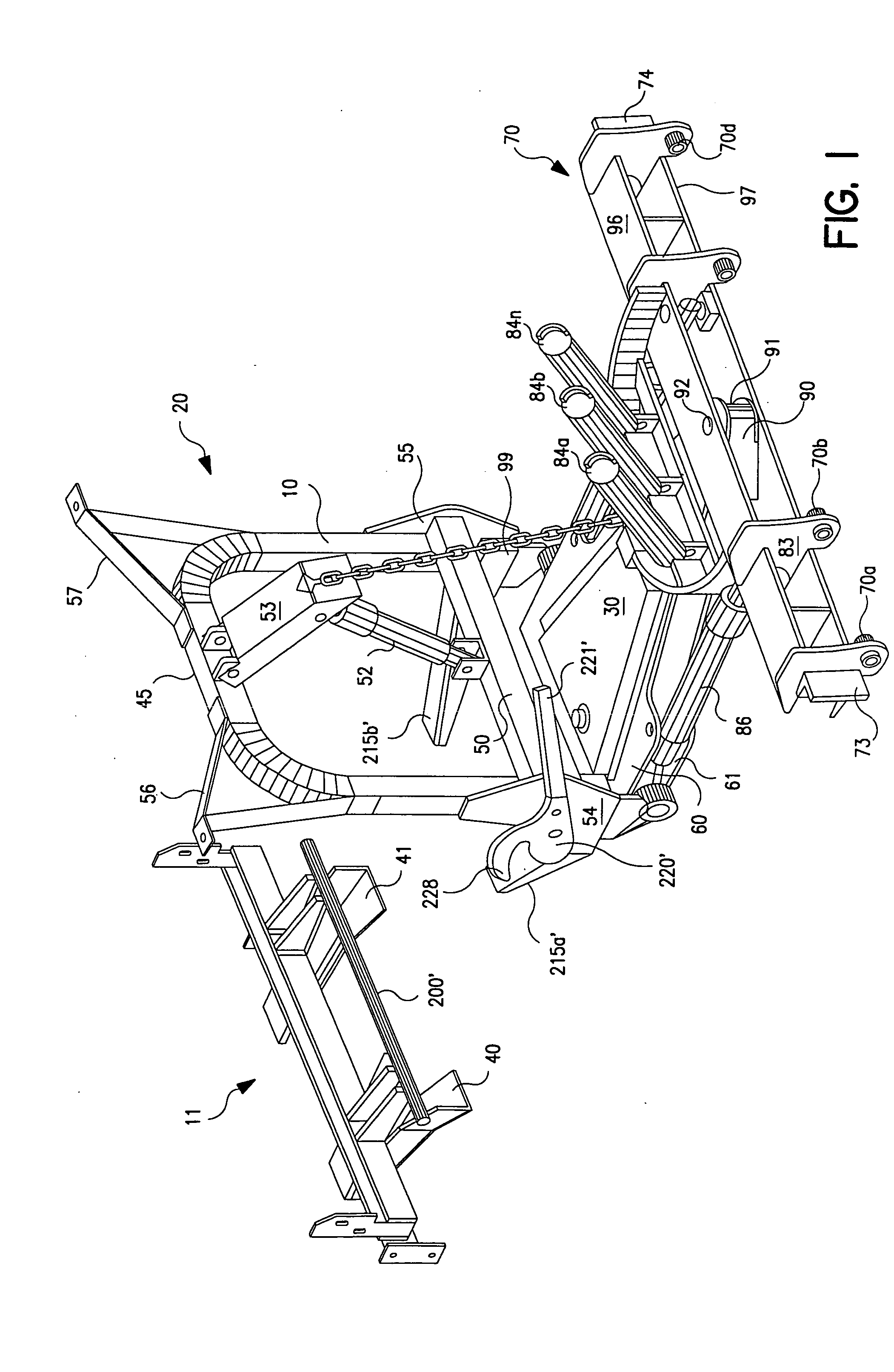Jack for a working implement and method