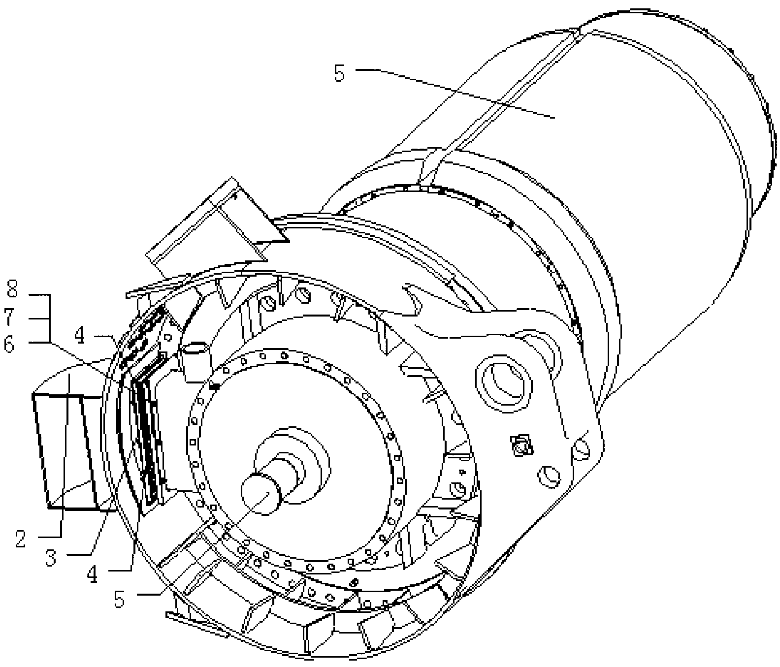 Soft airway structure of electric driving mining dump vehicle for connecting rear axle housing and motor