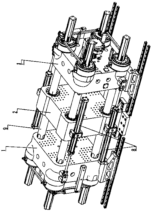 Three-plate-type composite die injection molding machine