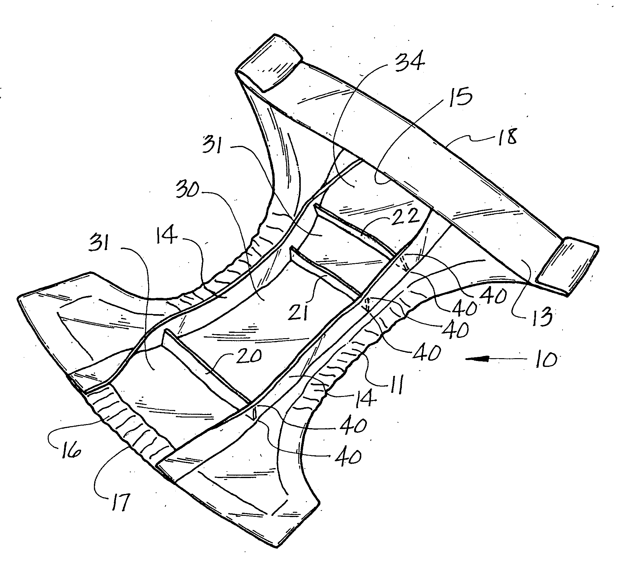 Diaper with baffle overflow protection