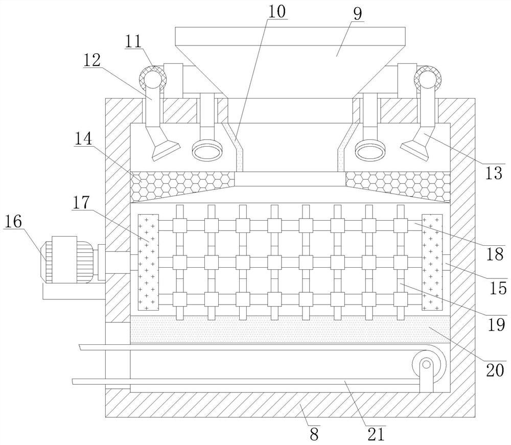 Wheat wetting and dampening device for flour processing